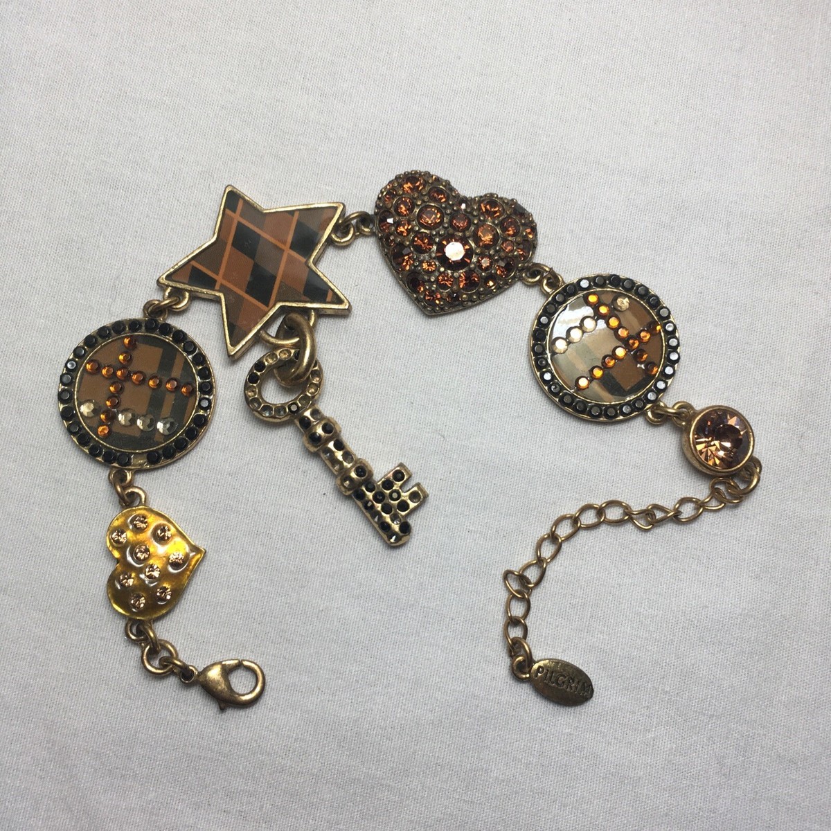 Pilgrim Danish Design Heart Star Rhinestone Dangle Key Charm