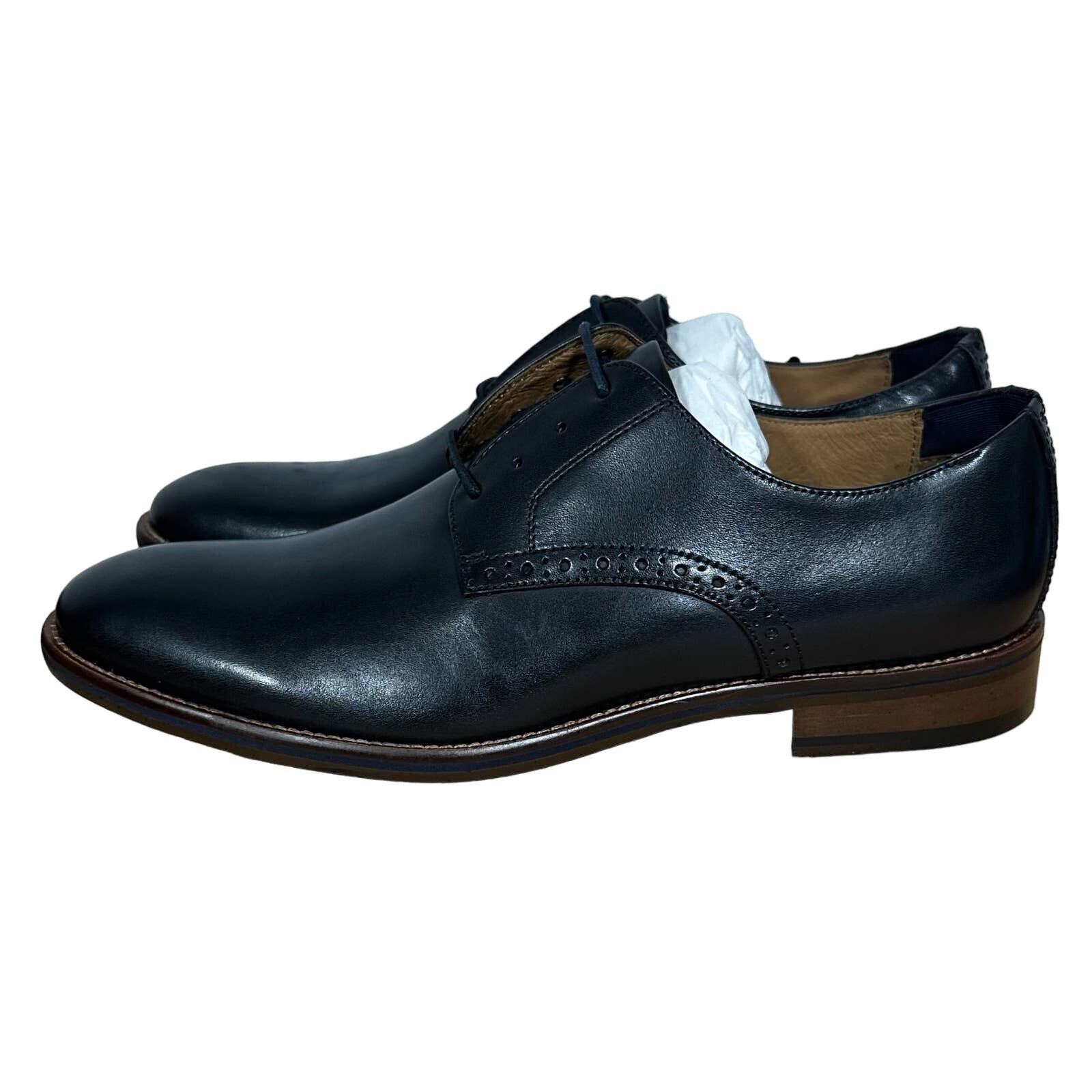 Johnston & Murphy Conard 2.0 Plain Toe Black Full Grain Leather Shoes Size 10