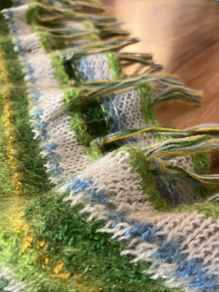 Soft Boho Throw Blanket ,Small Knitted Lightweight 33x50 Multicolored Fringed - Image 2 of 4