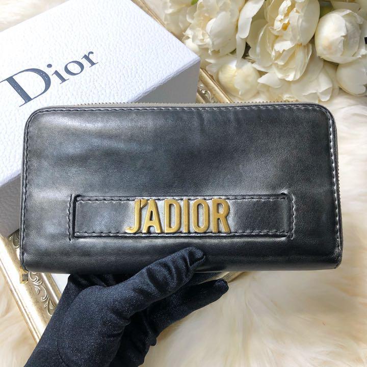 Dior JADIOR Silver Round Zipper Long Wallet from Japan-image