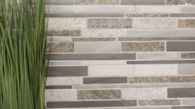 Mosaik Fliese Quarzit Naturstein Aluminium Silber Grau Hellbeige Verbund Küche