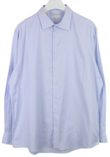 SUITSUPPLY Custom Made Slim Fit Formal Shirt Men's 47 / 18 1/2 Pinstriped Blue