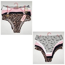 JUICY COUTURE 5 Pk Women's L XL No Lines Panties Black Pink Gray White Brown
