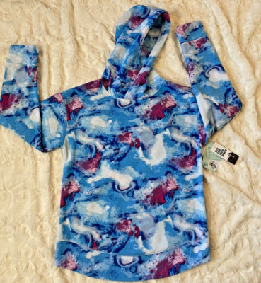 Dicks Sporting Goods hoodie Girls' Polar Fleece sz L (14) blue pink tie dye NWT