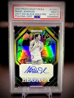 🏀🔥2024 Prizm DP Magic Johnson Gold Prizm Auto 5/5 PSA 9 Auto PSA 10 POP 1 🔥🏀