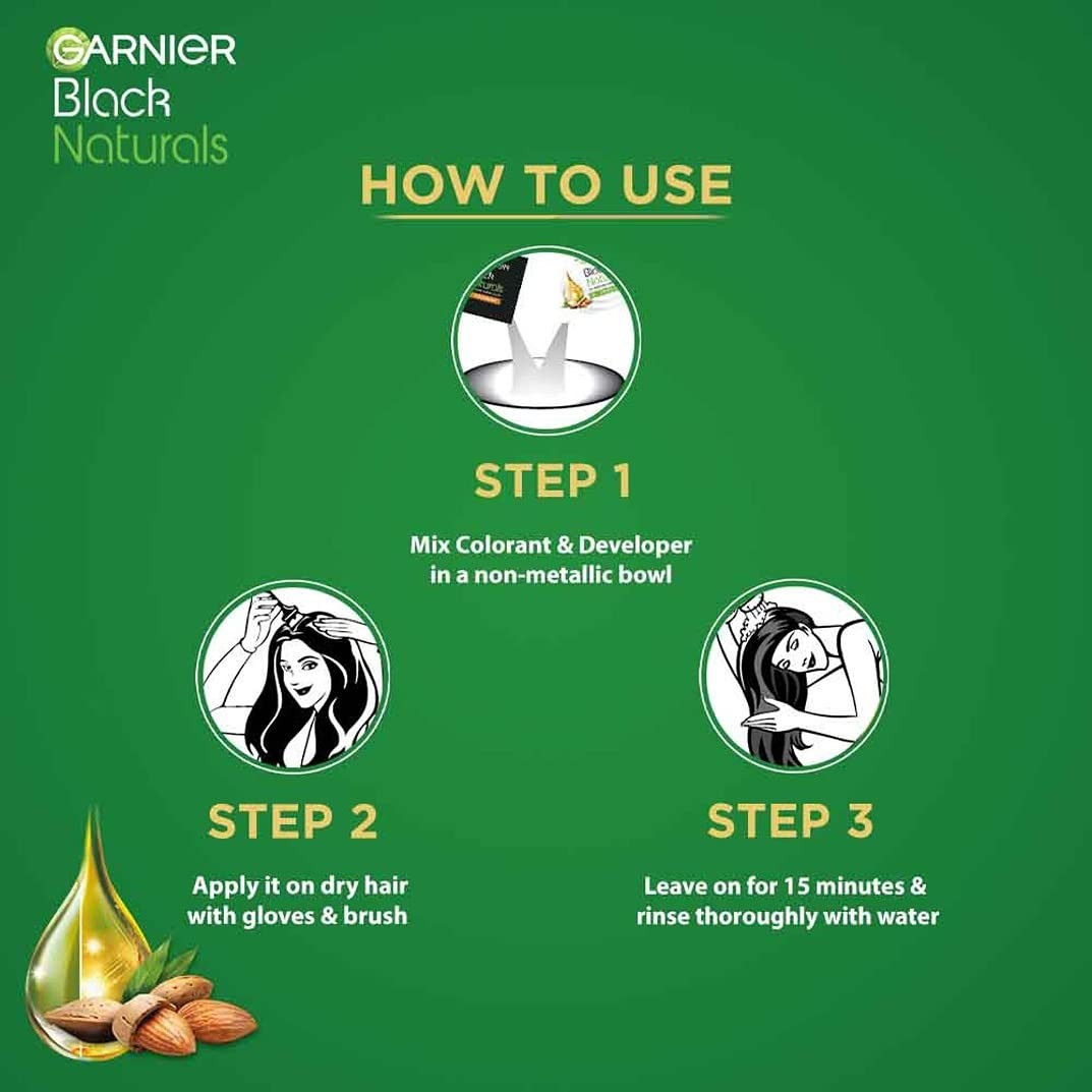 3X Garnier Black Naturals Hair color cream Shine,soft 4.0 Natural Brown,20g+20ml
