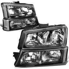 DNA MOTORING Pair Headlight Assembly Compatible with 2003-2006 Chevy Silverado