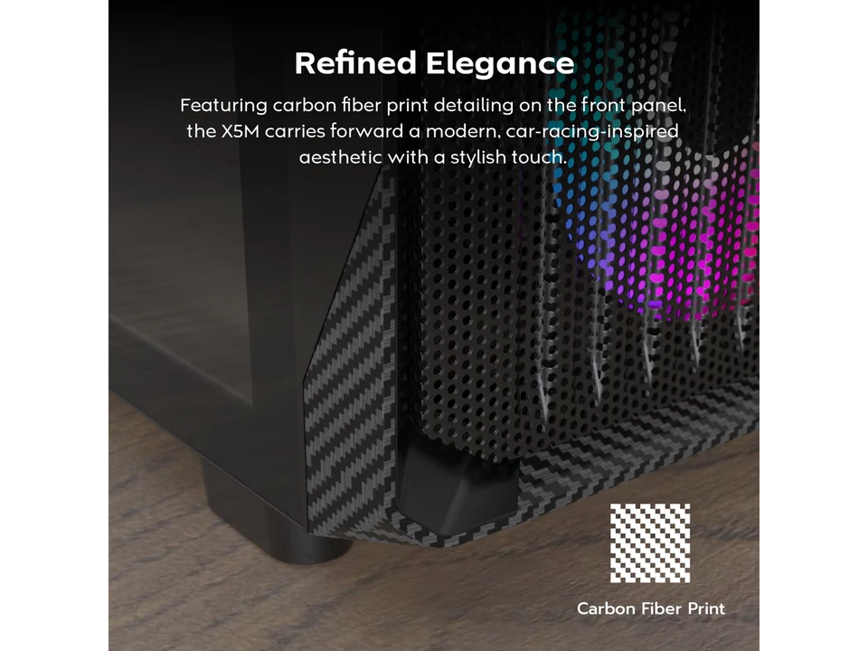 MONTECH X5M - Micro ATX Gaming PC Case, High Airflow, 4x120mm ARGB Fans Pre-inst - Image 3 of 4