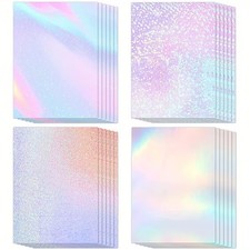 40pcs Holographic Sticker Pack Self-Adhesive Vinyl Star Dot Gem Rainbow Crafts