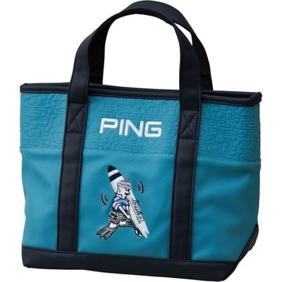Ping Mr Ping Surf runde Beuteltasche Tasche blau grau Golf PU Leder Modell 20...