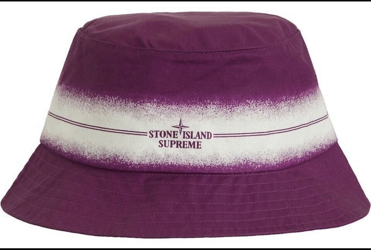 Supreme 紫色 バケットハット Supreme X Stone Island Stripe Crusher Purple Bucket Hat SS22 S/M