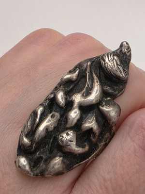 Modernist Sterlingsilber einzigartiger großer Ring Größe 7