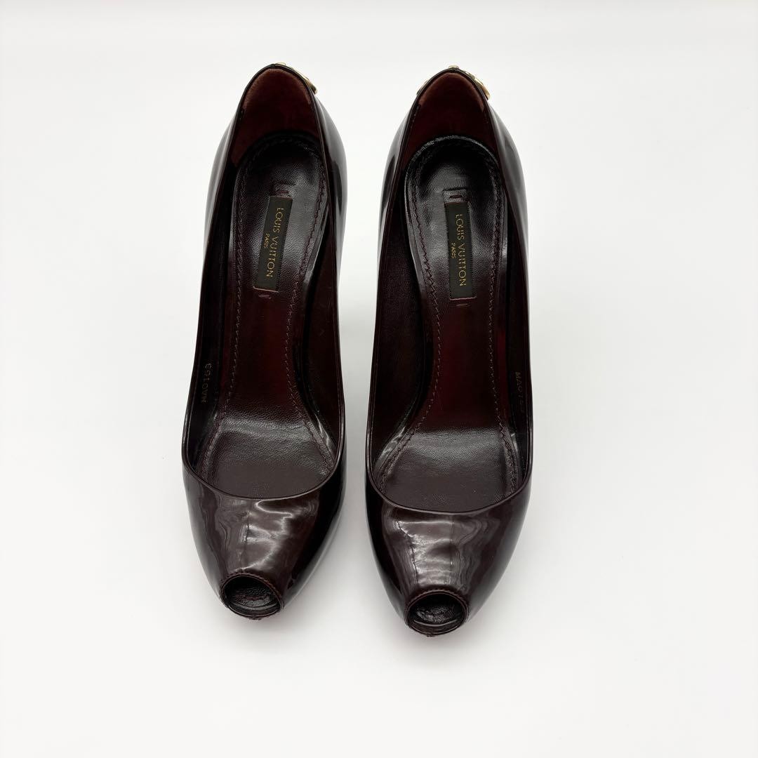 LOUIS VUITTON Pumps Heel Leather Dark Brown EU 35.5 135340K Authentic thumbnail 2