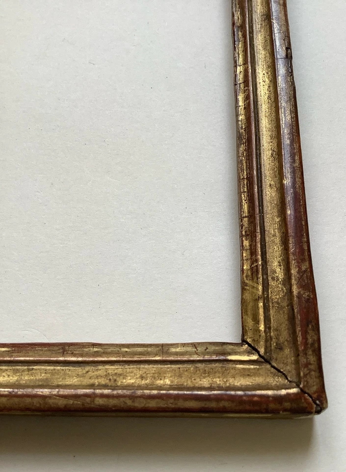 CADRE baguette ancien en bois sculpté et doré à la feuille France fin 18e - Photo 4/4