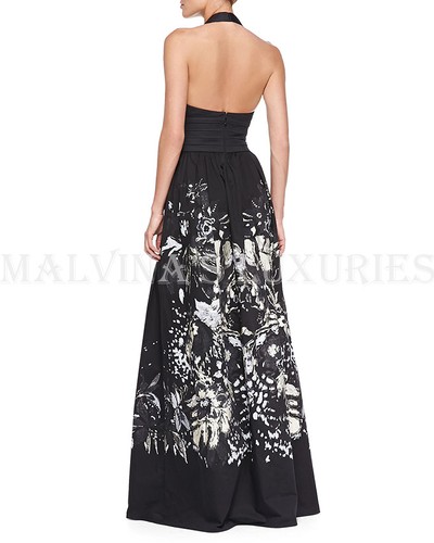 ROBERTO CAVALLI GOWN BONNARD FOIL PRINT COTTON HALTER LONG DRESS $2,925 38 US 2 - Picture 3 of 12