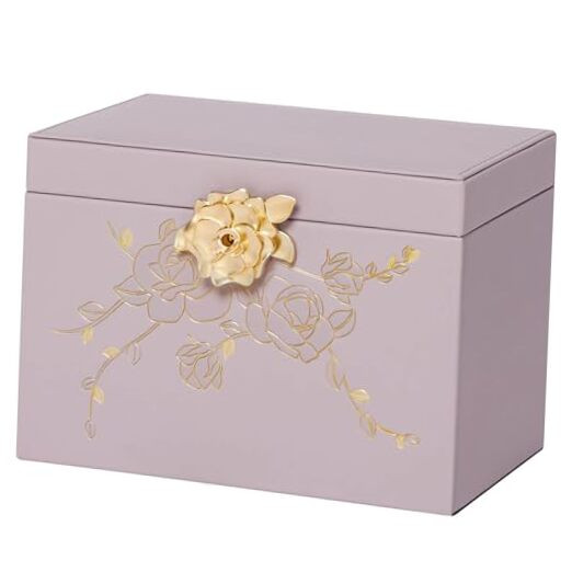Jewelry Box with Lock for Girls: Jewelry Organizer for Dresser - 3-Drawer-image
