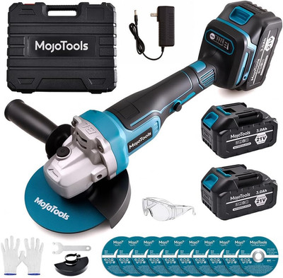 21V Cordless Brushless Angle Grinder   4-1/2'' Electric Grinder with 2×3.0Ah Batt