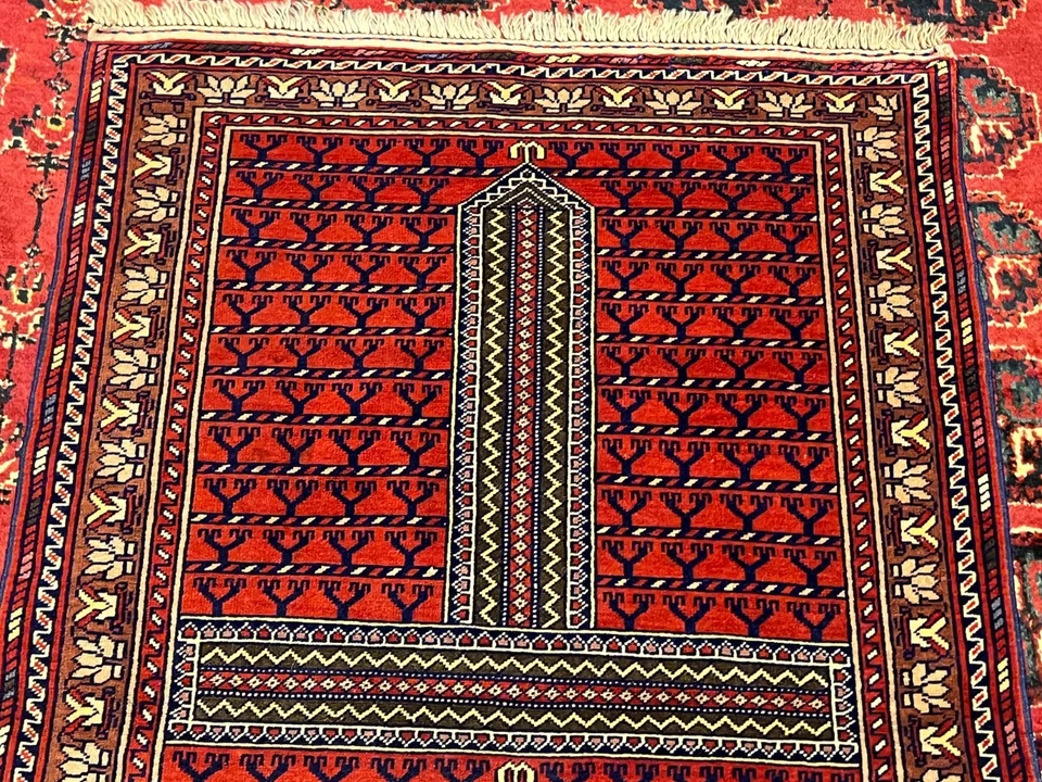 ARTÍCULO DE COLECCIONISTAS Alfombra de Oración Antigua Súper Fina Rusa Turkmenistán Hatchulu Purda Foto 4 de 4