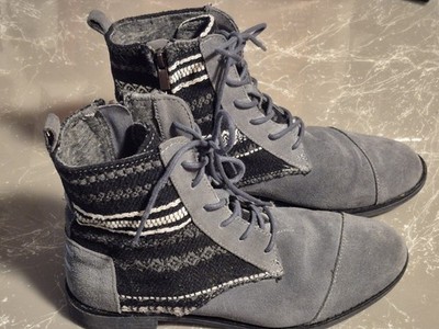 TOMS Womens Suede Lace Up Flat Ankle Boots US Size 8