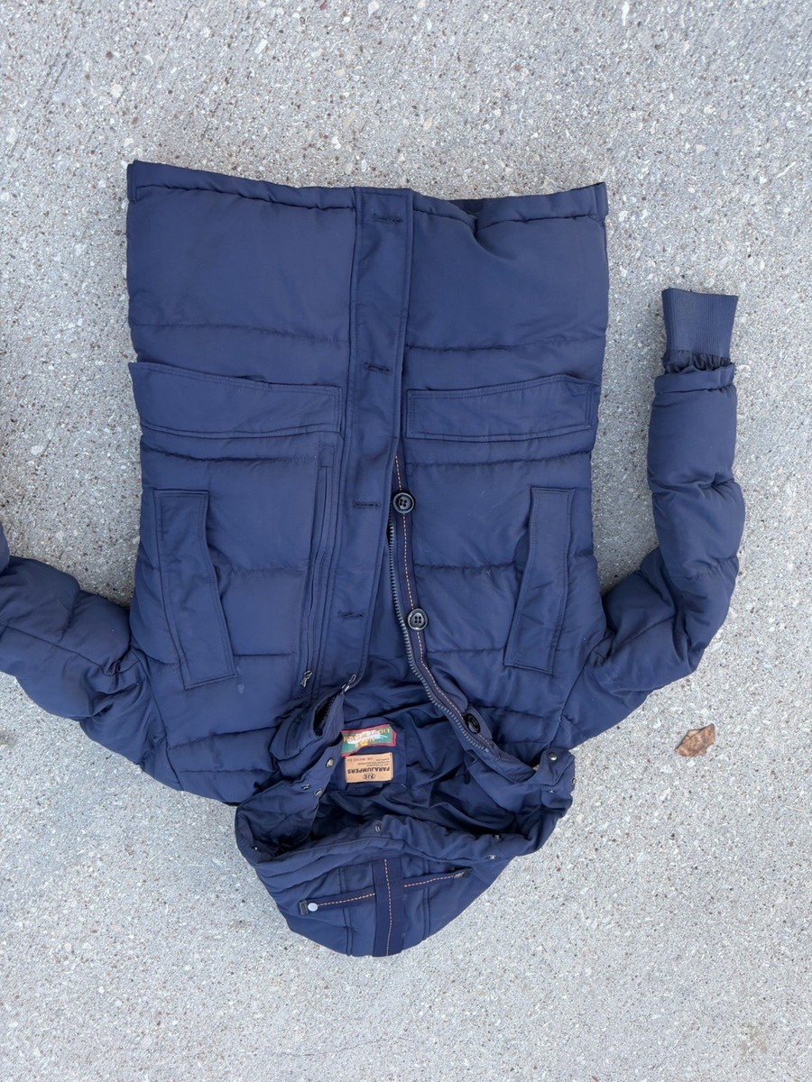 Parajumpers Harraseeket Hooded Down Parka Jacket Navy Men's Size Medium Alaska View 2