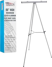 U.S. Art Supply 66" Silver Aluminum Flip Chart Easel - Adjustable #R026