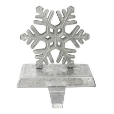 Industrial Snowflake Silver Stocking Holder Xmas Holiday Hanger Metal