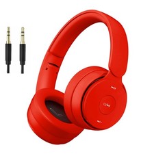 Wireless Bluetooth Headphones Over Ear HiFi Stereo Foldable 25H Playtime Red