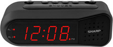 Sharp Digital Alarm Clock for Heavy Sleepers, Dual Alarm, Red LED, Black  Ascen