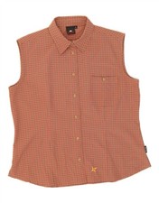 MC KINLEY Womens Sleeveless Shirt EU 42 Large Orange Check Polyester DW40