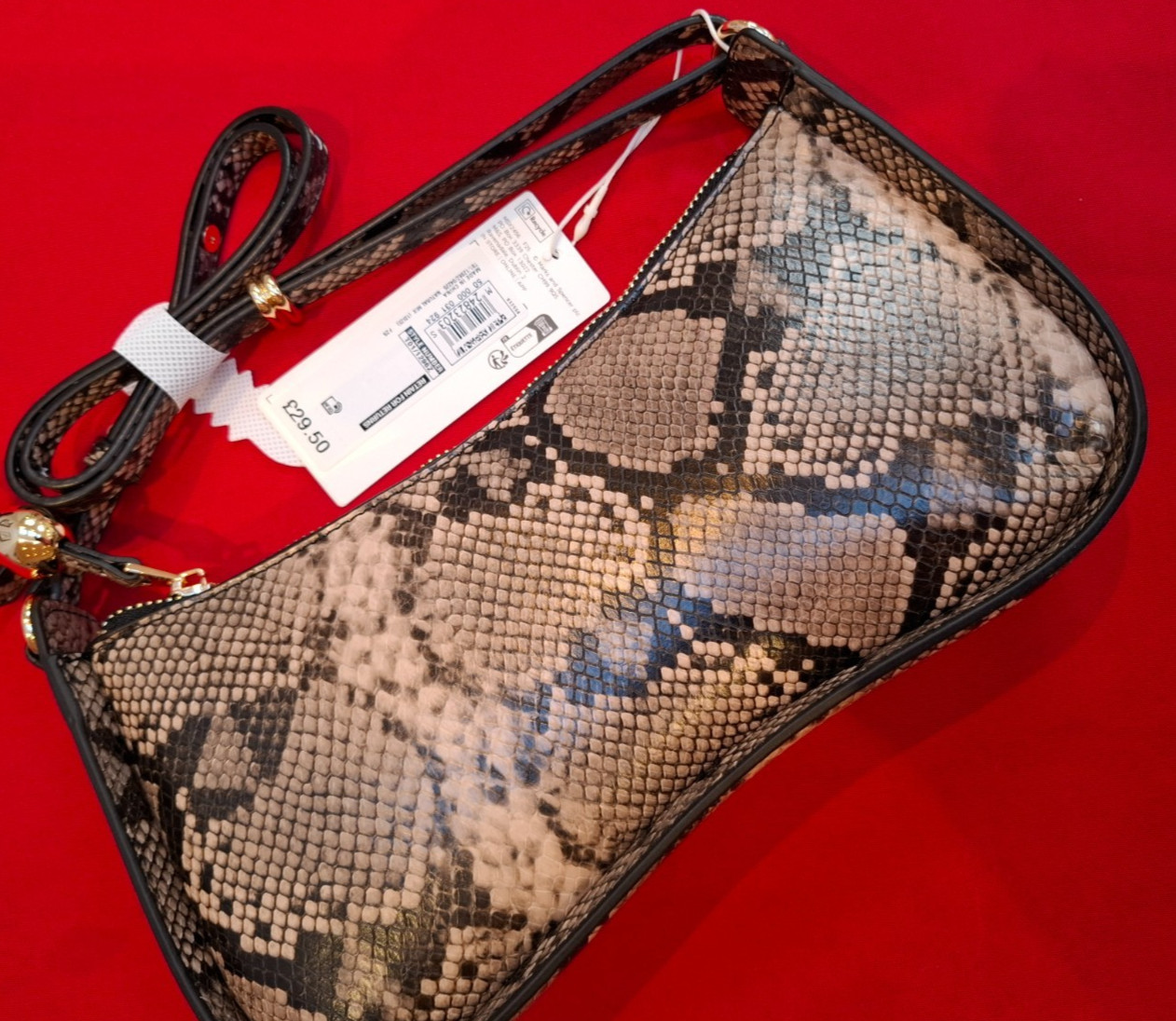RRP£29.5 M&S Ladies Faux Leather Snakeskin Vegan handbag BNWT image 8