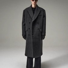 New 2025FW Double-Breasted Wool Cashmere Coat for Men