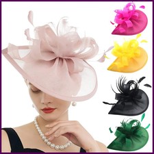 New Charming Fascinators Feather Wedding Drop Mesh Hat Flower Bride Cocktail Tea