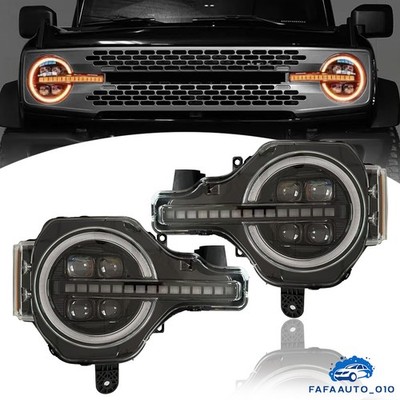 LED Headlights For Ford Bronco 2021-2024 Amber/White LED Switch Back Function