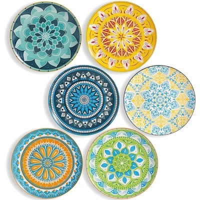 Porzellan-Dinner-Platte Set für 6 Personen, Ø 25 cm, Keramik, Spülmaschine & ...