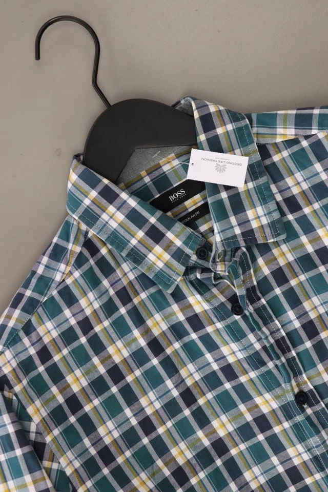 ⭐ BOSS by Hugo Boss camicetta per uomo taglia 50, M a quadri verde di cotone ⭐ - Immagine 3 di 4