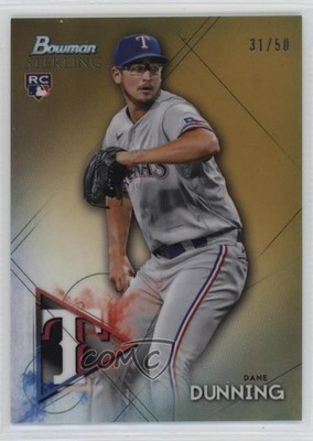 2021 Bowman Sterling Rookies Gold Refractor /50 Dane Dunning Rookie RC 2s2