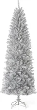 Glitzhome 7.5ft Silve Pencil Tinsel Artificial Christmas Silver Fir 
