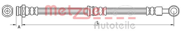 Left Front METZGER 4110744 Brake Hose for CITROËN,MITSUBISHI,PEUGEOT