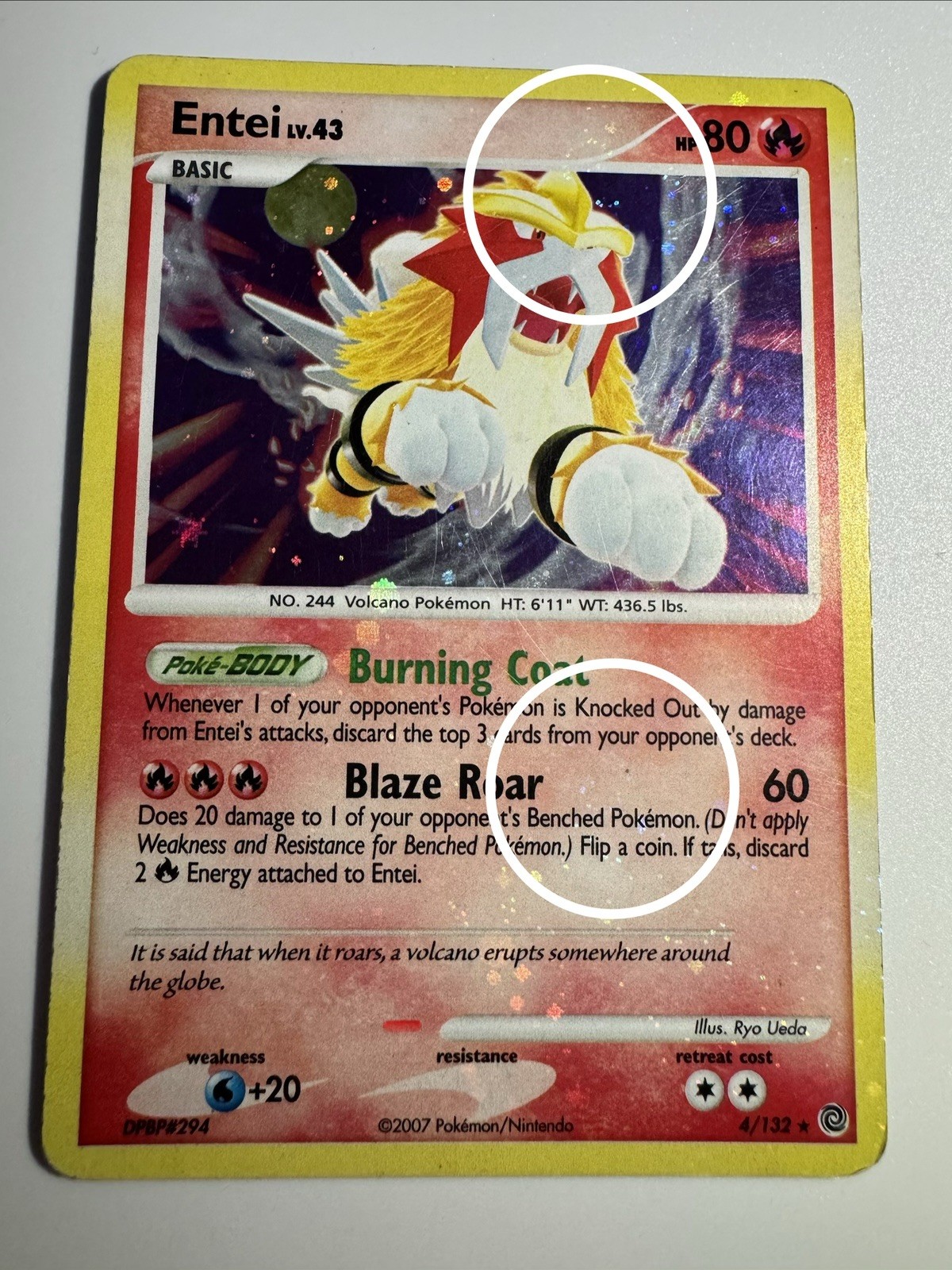2 Swirl 🌀Entei 4/132 Holo Bleed Secret Wonders 2007 Pokemon TCG MP