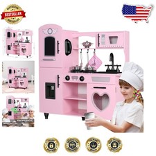 Durable Pink Kids Kitchen - Interactive Play with Accessories  Storage