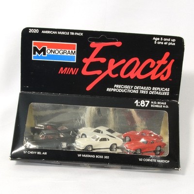 Monogram Mini Exacts 1:87 Model 3 Pack Mustang Boss Corvette Chevy Bel Air NEW