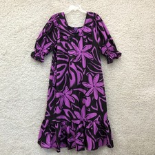 NEW VINTAGE T L Muumuu Factory Dress Large Adult Purple Hawaii Floral Womens L
