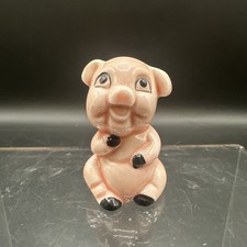 Vintage Miniature Porcelain Pink Glazed Pig Made in Taiwan