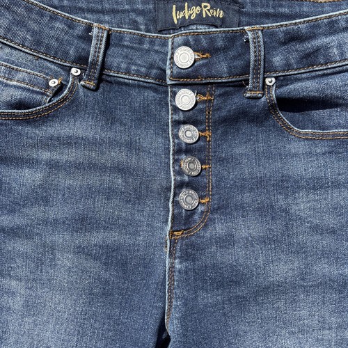 Indigo Rein Jeans Übergröße 7 Distressed Stretch Mid Rise Skinny Crop - Bild 4 von 8