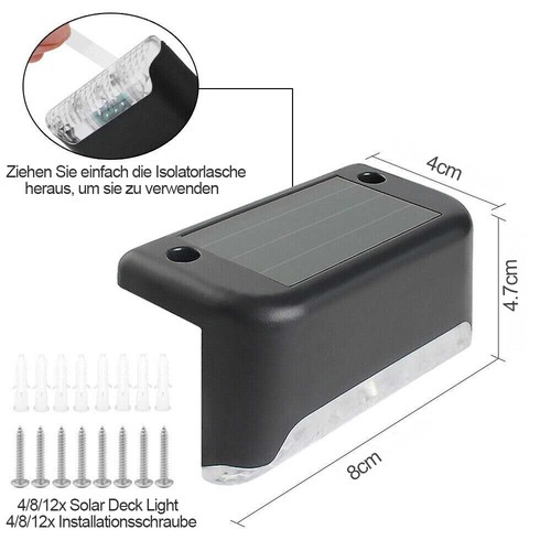 8x LED SOLARLEUCHTEN ZAUNLEUCHTE WANDLAMPEN GARTENLEUCHTE AUßEN TREPPEN LAMPE - Bild 8 von 17