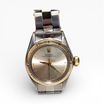 Vintage Rolex Oyster Perpetual Ladies 26mm Two Tone Oyster Watch 6621 Circa 1965