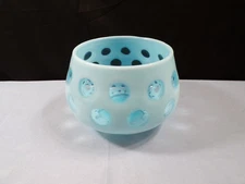 Fenton Blue Opalescent Glass Coin Dot Covered Candy Dish BOTTOM ONLY NO LID