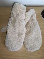 M&S Womens M/L Faux Fur  Beige And Brown Mittens New With Tags