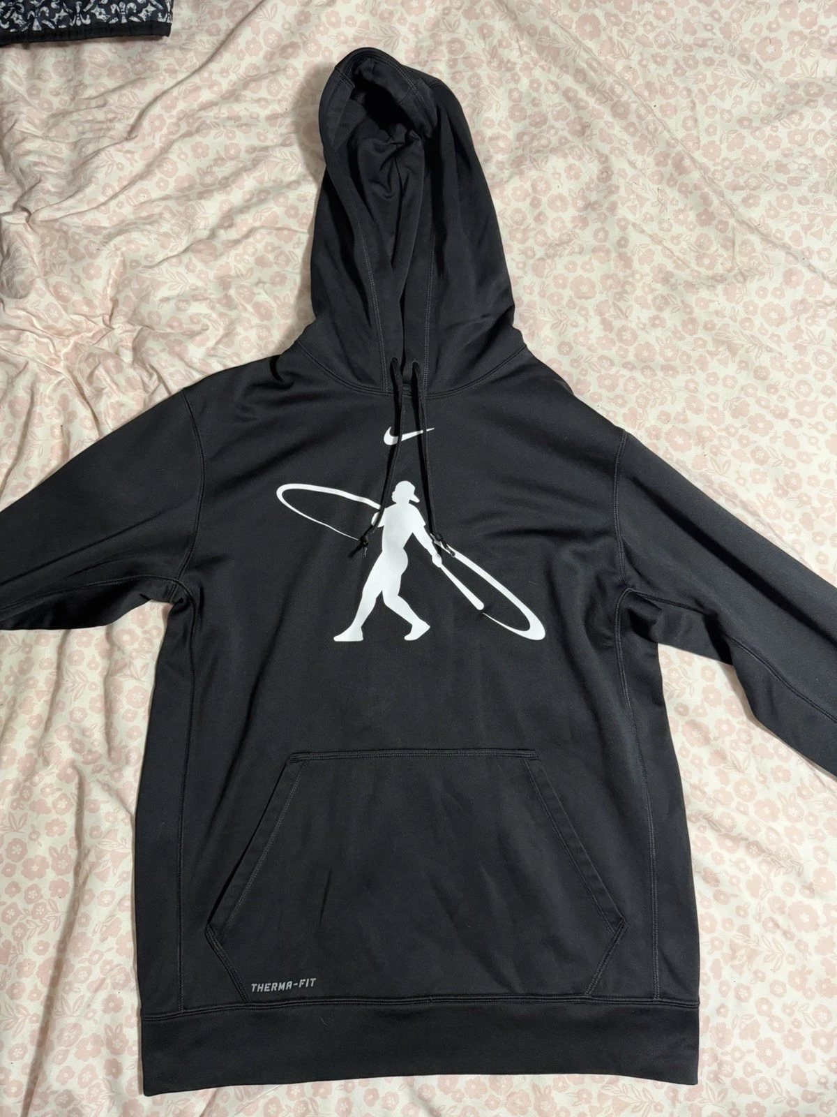 Nike Hoodie Mens Medium Black Baseball Therma-Fit Swingman Pullover Sweatshirt