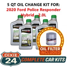 Fits: 2020 Ford Police Responder Hybrid 2.0L Synthetic Oil & Filter Kit (0W-20)
